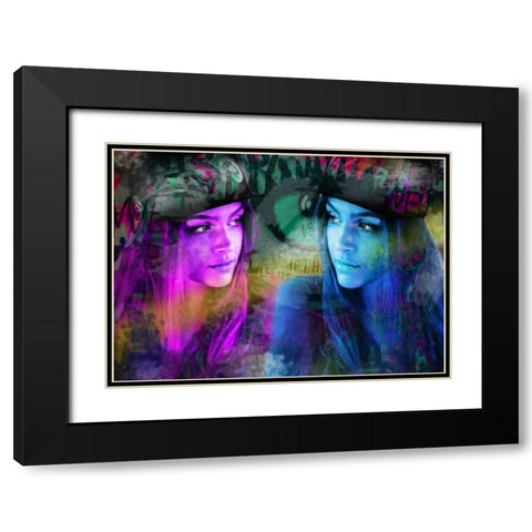 Blue Violet Black Modern Wood Framed Art Print with Double Matting by de Haas, Mascha