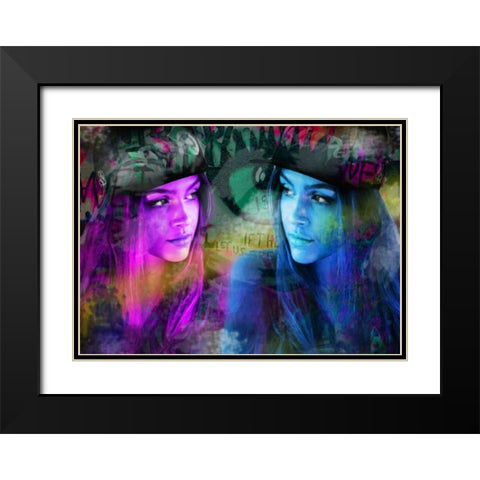 Blue Violet Black Modern Wood Framed Art Print with Double Matting by de Haas, Mascha