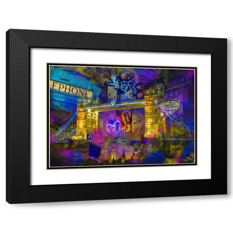 London Black Modern Wood Framed Art Print with Double Matting by de Haas, Mascha