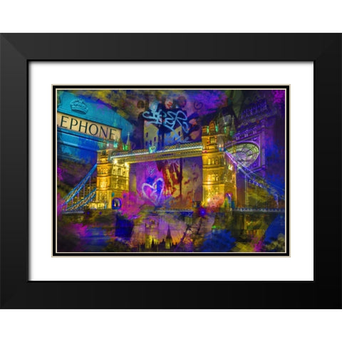 London Black Modern Wood Framed Art Print with Double Matting by de Haas, Mascha
