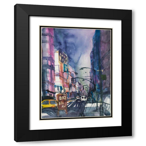 New York Aquarel II Black Modern Wood Framed Art Print with Double Matting by Mattern, Andreas
