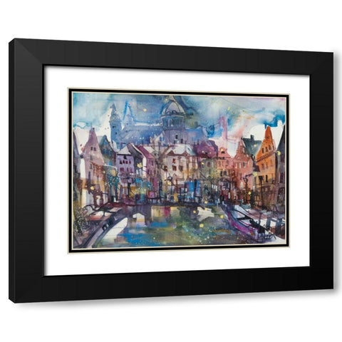 Amsterdam Black Modern Wood Framed Art Print with Double Matting by Mattern, Andreas