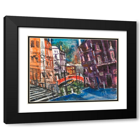 Venice Black Modern Wood Framed Art Print with Double Matting by Mattern, Andreas