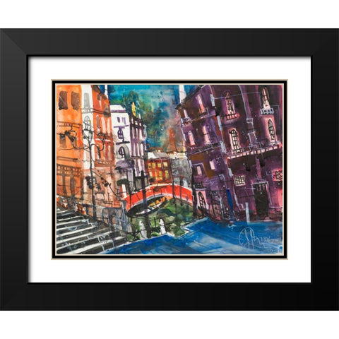 Venice Black Modern Wood Framed Art Print with Double Matting by Mattern, Andreas