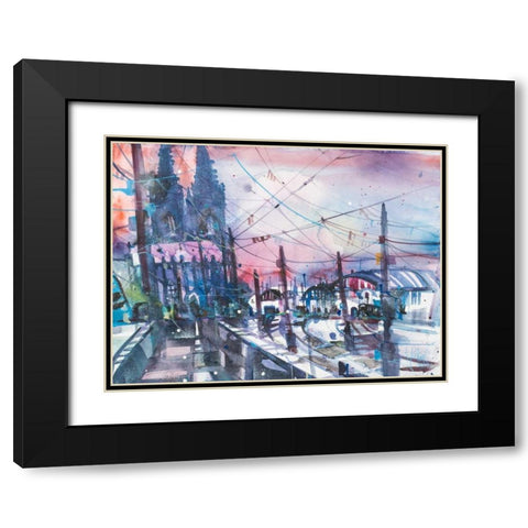 Cologne Black Modern Wood Framed Art Print with Double Matting by Mattern, Andreas