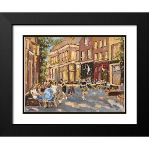 Dutch City Black Modern Wood Framed Art Print with Double Matting by Laceur, Nicole
