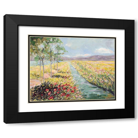 Fields Black Modern Wood Framed Art Print with Double Matting by Laceur, Nicole