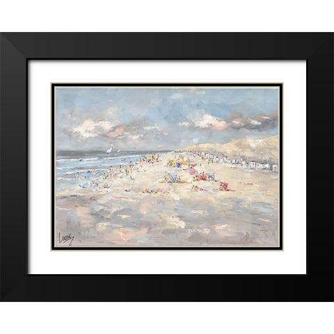 Beach in Europe Black Modern Wood Framed Art Print with Double Matting by Laceur, Nicole
