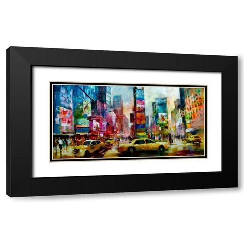 Taxi NY Black Modern Wood Framed Art Print with Double Matting by Haenraets, Willem