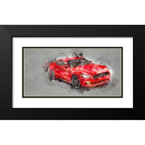 Red Car Black Modern Wood Framed Art Print with Double Matting by Hurk, James