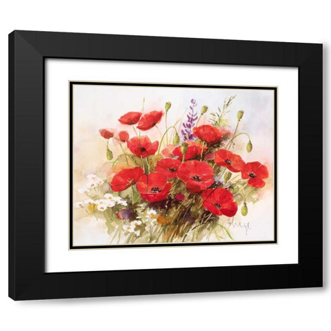 Flower composition III Black Modern Wood Framed Art Print with Double Matting by Heigl, Franz