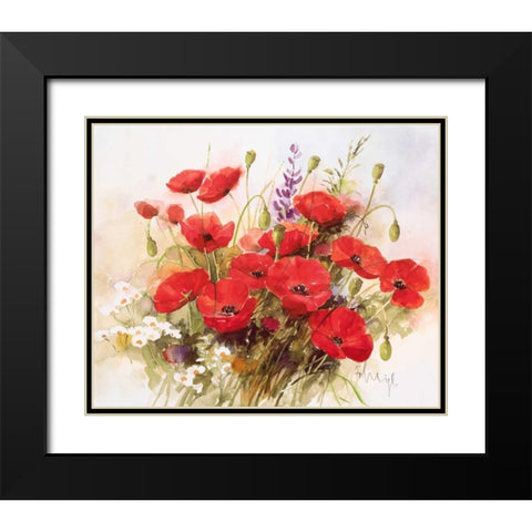 Flower composition III Black Modern Wood Framed Art Print with Double Matting by Heigl, Franz