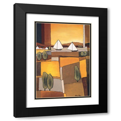 Two Boats I Black Modern Wood Framed Art Print with Double Matting by Paus, Hans