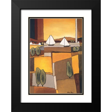 Two Boats I Black Modern Wood Framed Art Print with Double Matting by Paus, Hans