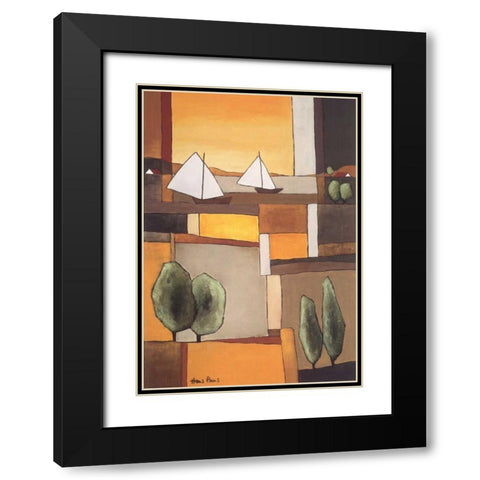 Two Boats II Black Modern Wood Framed Art Print with Double Matting by Paus, Hans