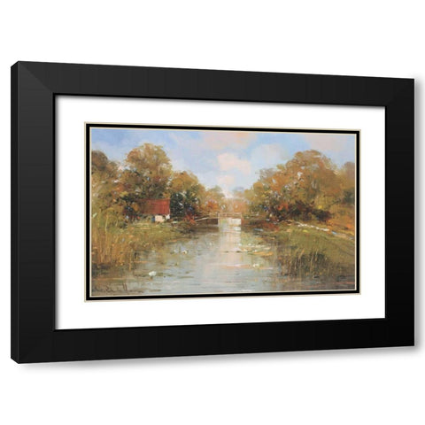 Aan de waterkant II Black Modern Wood Framed Art Print with Double Matting by de Haan, Rob