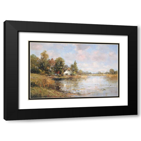 Aan de Waterkant IV Black Modern Wood Framed Art Print with Double Matting by De Haan, Rob