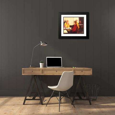 A good conversation I Black Modern Wood Framed Art Print with Double Matting by Roseboom, Jettie