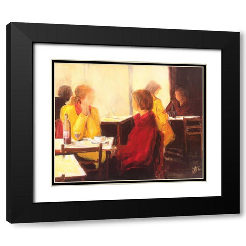 A good conversation I Black Modern Wood Framed Art Print with Double Matting by Roseboom, Jettie