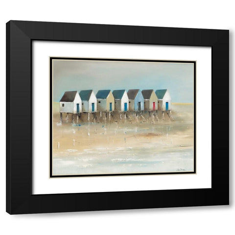 Beach cabins I Black Modern Wood Framed Art Print with Double Matting by Jauneau, Jean