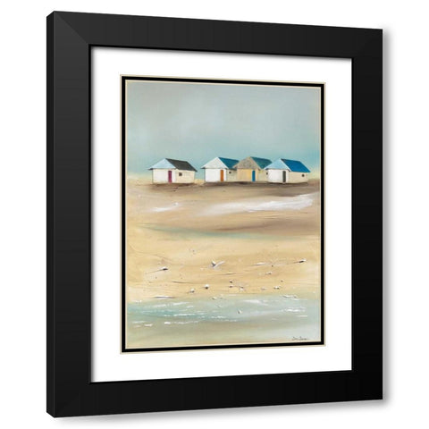 Beach cabins IV Black Modern Wood Framed Art Print with Double Matting by Jauneau, Jean