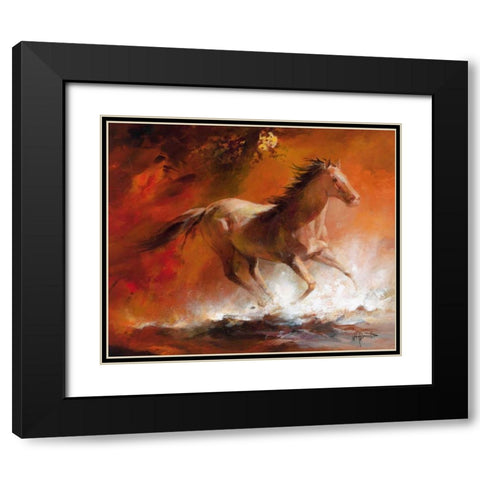 Wild Horses I Black Modern Wood Framed Art Print with Double Matting by Haenraets, Willem
