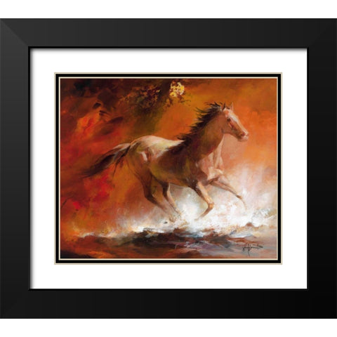 Wild Horses I Black Modern Wood Framed Art Print with Double Matting by Haenraets, Willem