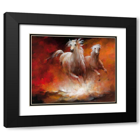 Wild Horses II Black Modern Wood Framed Art Print with Double Matting by Haenraets, Willem