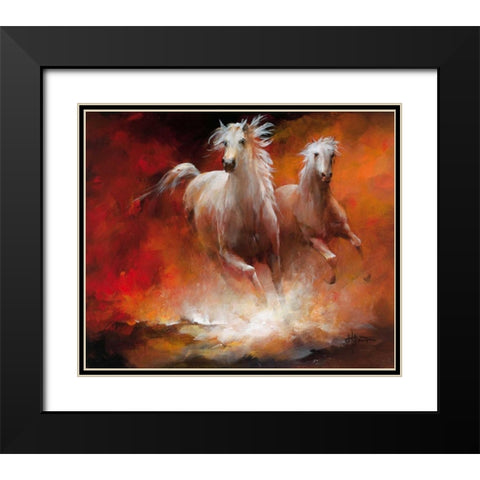 Wild Horses II Black Modern Wood Framed Art Print with Double Matting by Haenraets, Willem