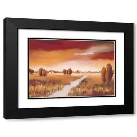 Down the river I Black Modern Wood Framed Art Print with Double Matting by Paus, Hans
