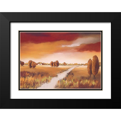 Down the river I Black Modern Wood Framed Art Print with Double Matting by Paus, Hans