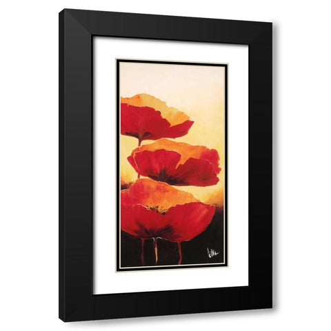 Three red popppies I Black Modern Wood Framed Art Print with Double Matting by Roseboom, Jettie