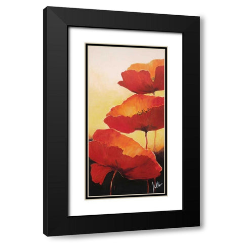 Three red popppies II Black Modern Wood Framed Art Print with Double Matting by Roseboom, Jettie