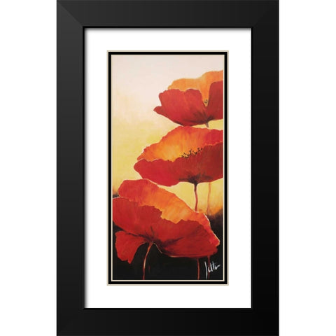 Three red popppies II Black Modern Wood Framed Art Print with Double Matting by Roseboom, Jettie