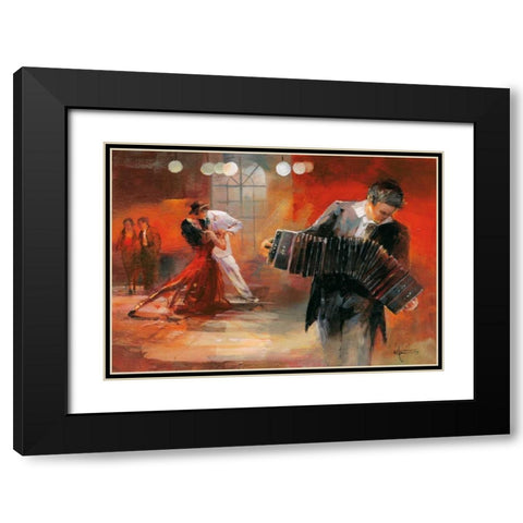 Bandoneon Black Modern Wood Framed Art Print with Double Matting by Haenraets, Willem