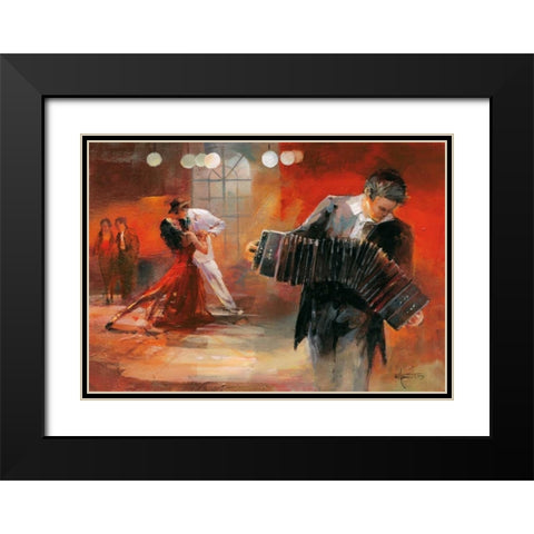 Bandoneon Black Modern Wood Framed Art Print with Double Matting by Haenraets, Willem