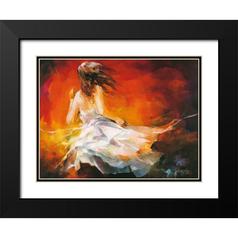 Young Girl II Black Modern Wood Framed Art Print with Double Matting by Haenraets, Willem