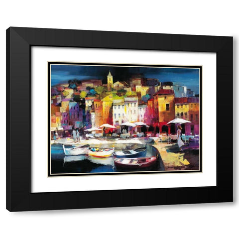 Seaport Town II Black Modern Wood Framed Art Print with Double Matting by Haenraets, Willem