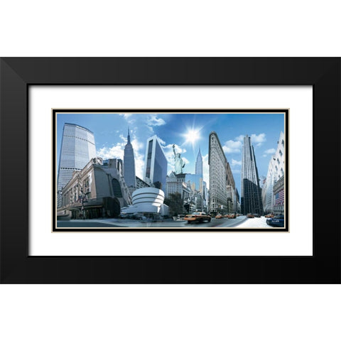 NY Highlights Black Modern Wood Framed Art Print with Double Matting by Nyss