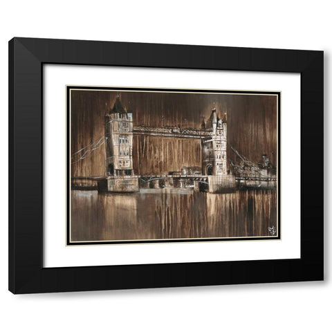 London Tower Bridge Black Modern Wood Framed Art Print with Double Matting by Volynets, Yuliya