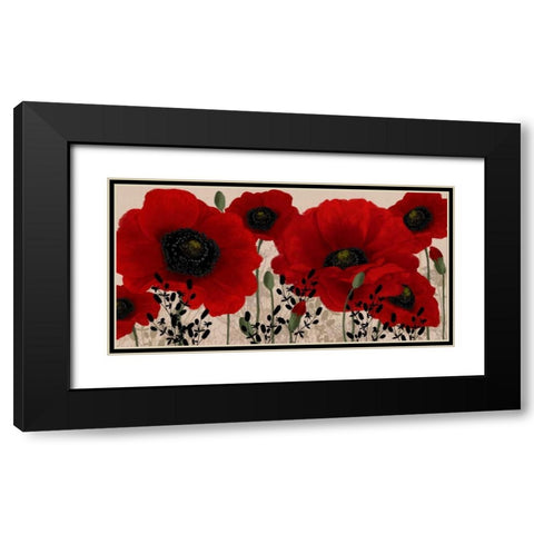 Red poppy Black Modern Wood Framed Art Print with Double Matting by Linda, Wood