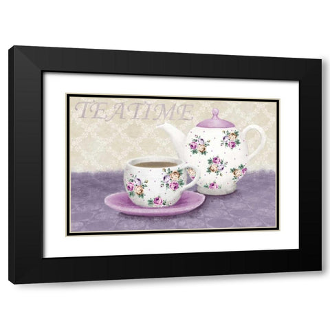 Teatime Black Modern Wood Framed Art Print with Double Matting by Linda, Wood