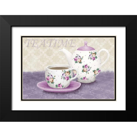 Teatime Black Modern Wood Framed Art Print with Double Matting by Linda, Wood