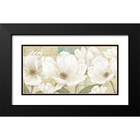 Magnolia Black Modern Wood Framed Art Print with Double Matting by Linda, Wood