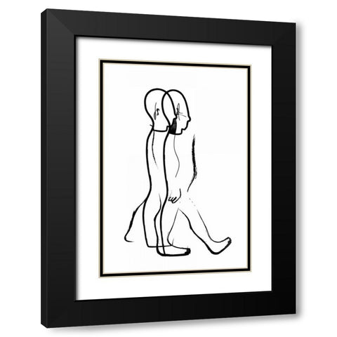 Walking with you Black Modern Wood Framed Art Print with Double Matting by Waltz, Anne