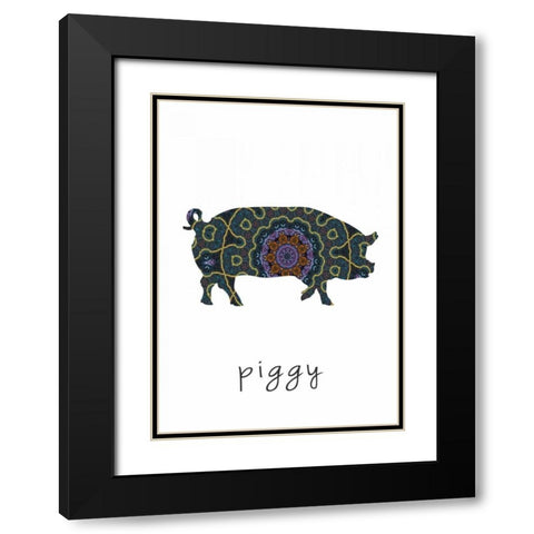 Piggy II Black Modern Wood Framed Art Print with Double Matting by Waltz, Anne