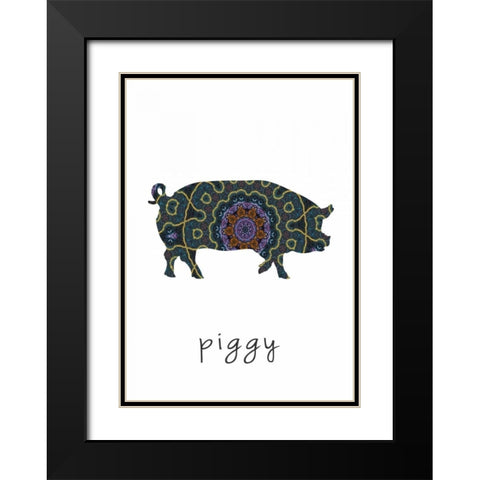 Piggy II Black Modern Wood Framed Art Print with Double Matting by Waltz, Anne