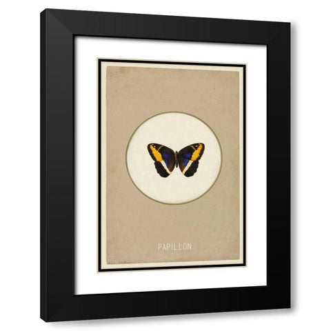 Papillion Black Modern Wood Framed Art Print with Double Matting by Waltz, Anne