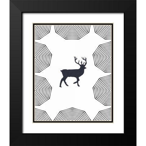 Dancing Deer I Black Modern Wood Framed Art Print with Double Matting by Waltz, Anne