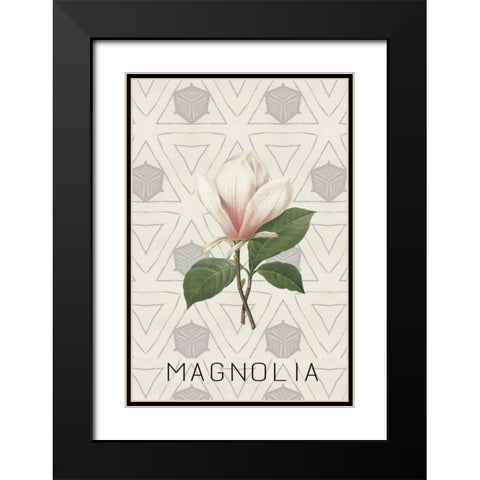 Magnolia I Black Modern Wood Framed Art Print with Double Matting by Waltz, Anne